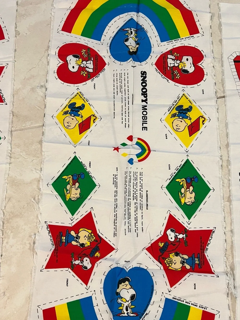 Peanuts Snoopy Mobile Panel with Rainbow, Red, Blue, Green & Yellow 3 panels